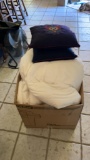 Large box of comforters & pillows