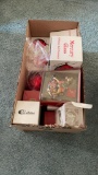 Box of boxed Christmas ornaments