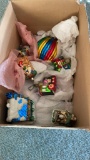 Big box of wrapped Christmas ornaments