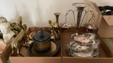 2 boxes of silver plated & brass items