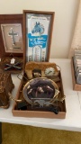 Box of racing light & clock, decorative plates &