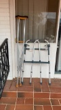 Walker & pair of crutches