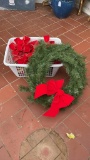 Basket of Christmas bows & wreath