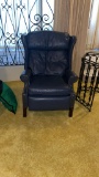 Blue leather recliner chair