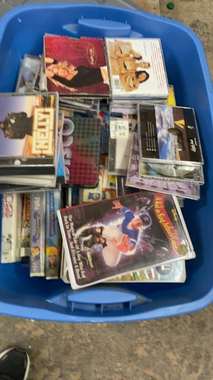Tub of VHS tapes & CD’s
