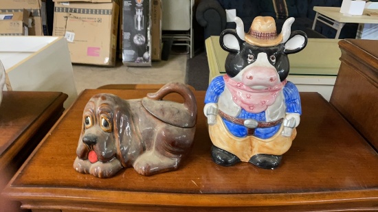 Puppy & cow cookie jars