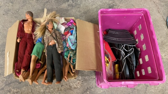 2boxes if barbies & hot wheel race tracks