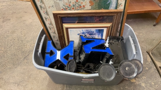 Tub of western art, letters, home decor & framed