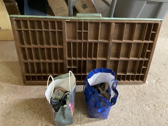 Trinket shelf w/2 bags of trinkets