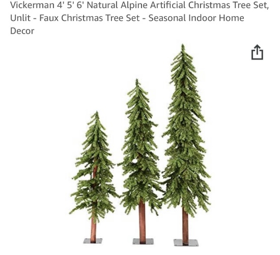 Vickerman 4’, 5’ & 6’ natural alpine artificial