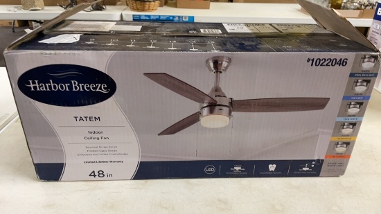 Harbor Breeze 48” brushed nickel finish ceiling