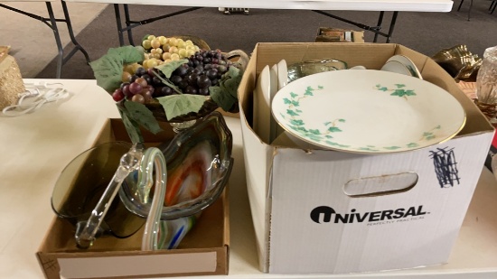 2 boxes of Caprice by Sango dishes, glass