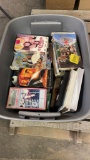 Tub of VHS tapes