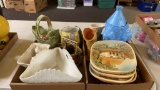 2 boxes of decorative plates, McCoy pieces &