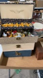Box of costume jewelry & jewelry boxes