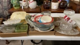 3 boxes of misc glass bowls, pitcher, candy dishes
