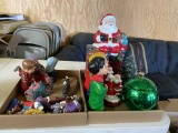 2 boxes of Christmas decor & Nativity scene