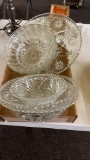 Box of misc glass bowls & serving tray