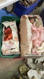 Tub of antique dolls