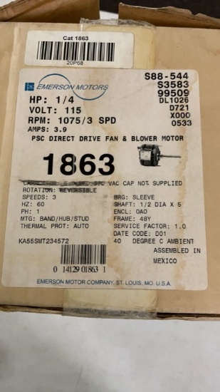 Emerson 1863 direct drive fan & blower motor