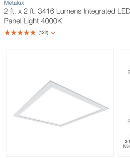New 2’x2’ Metalux recessed LED panel lights