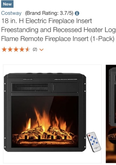 New Costway 18in electric fireplace insert