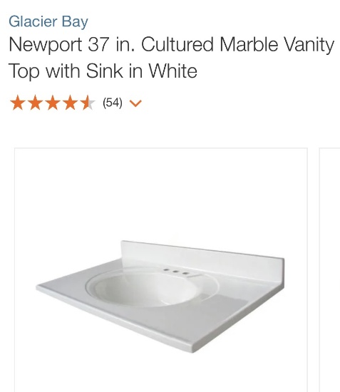 Glacier Bay Newport 37in cultured marble vanity