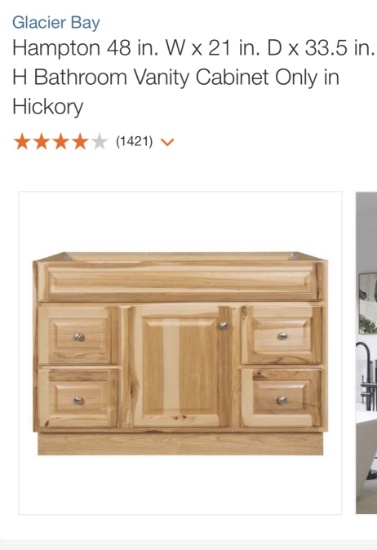 Glacier Bay 48x21x33.5in Hampton bathroom vanity
