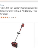 Toro 12in 60V cordless power shovel