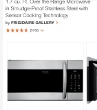 Frigidaire 1.7 cu ft over the range microwave in