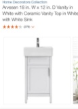 Arvesen 18”x12” vanity in white w/ceramic vanity