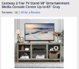 Costway 2-tier 58” tv stand/media console in gray