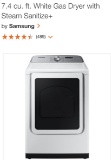 NEW Samsung 7.4 cu ft white gas dryer w/steam