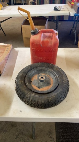 Wheelbarrow tire & gas can