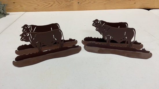 2 pairs of bull bookends