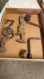 Lot of antique pipe wrench,hammer head & pad lock