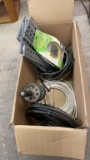 Misc box of hoses,socket racks,ab exercise r