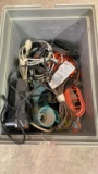 Box of extension cords & lights