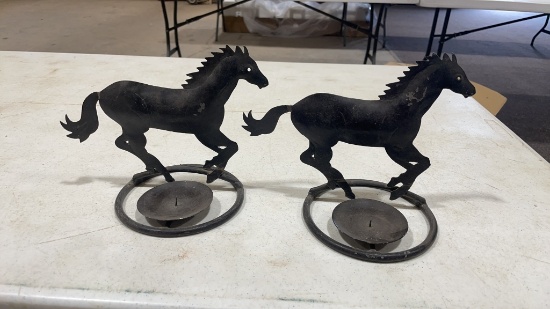 Pair of horse candle holders