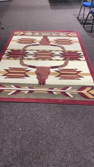 Rustic Longhorn area rug-Bone Arrow-Red