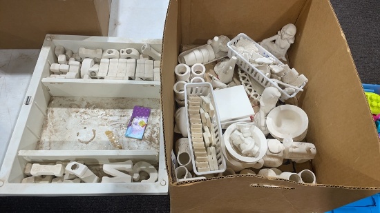 2 boxes of fired ceramics