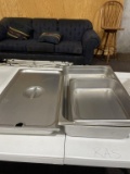 Stainless steel serving pan w/ lid & 4 pans