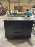 Rolling kitchen island w/stainless steel top