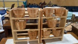 2 wooden shelves & baskets