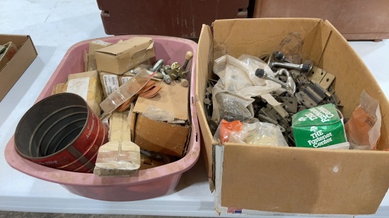 2 boxes of hinges & misc hardware