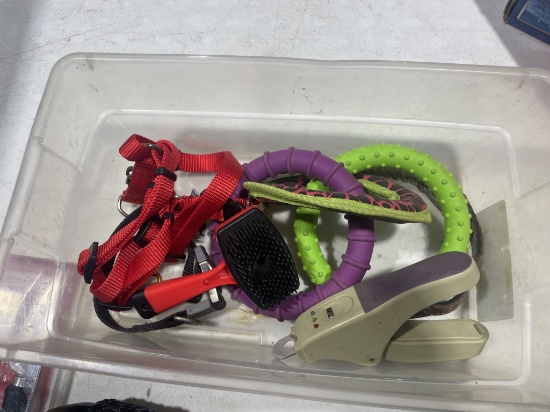 Lot Of Chew Toys, Collars, Nail Clippers, Brush