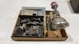 Box of misc breakers & flashlight