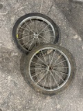 Lot of 2—16” semi-pneumatic spoked wheels