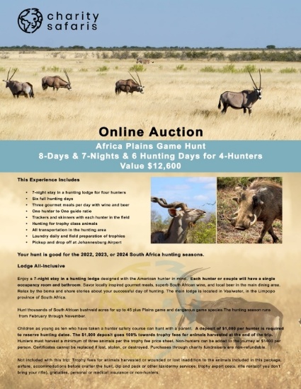 South Africa Plains Game Hunt for 4 Hunters