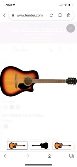 Fender Sunburst Acoustic signed guitar